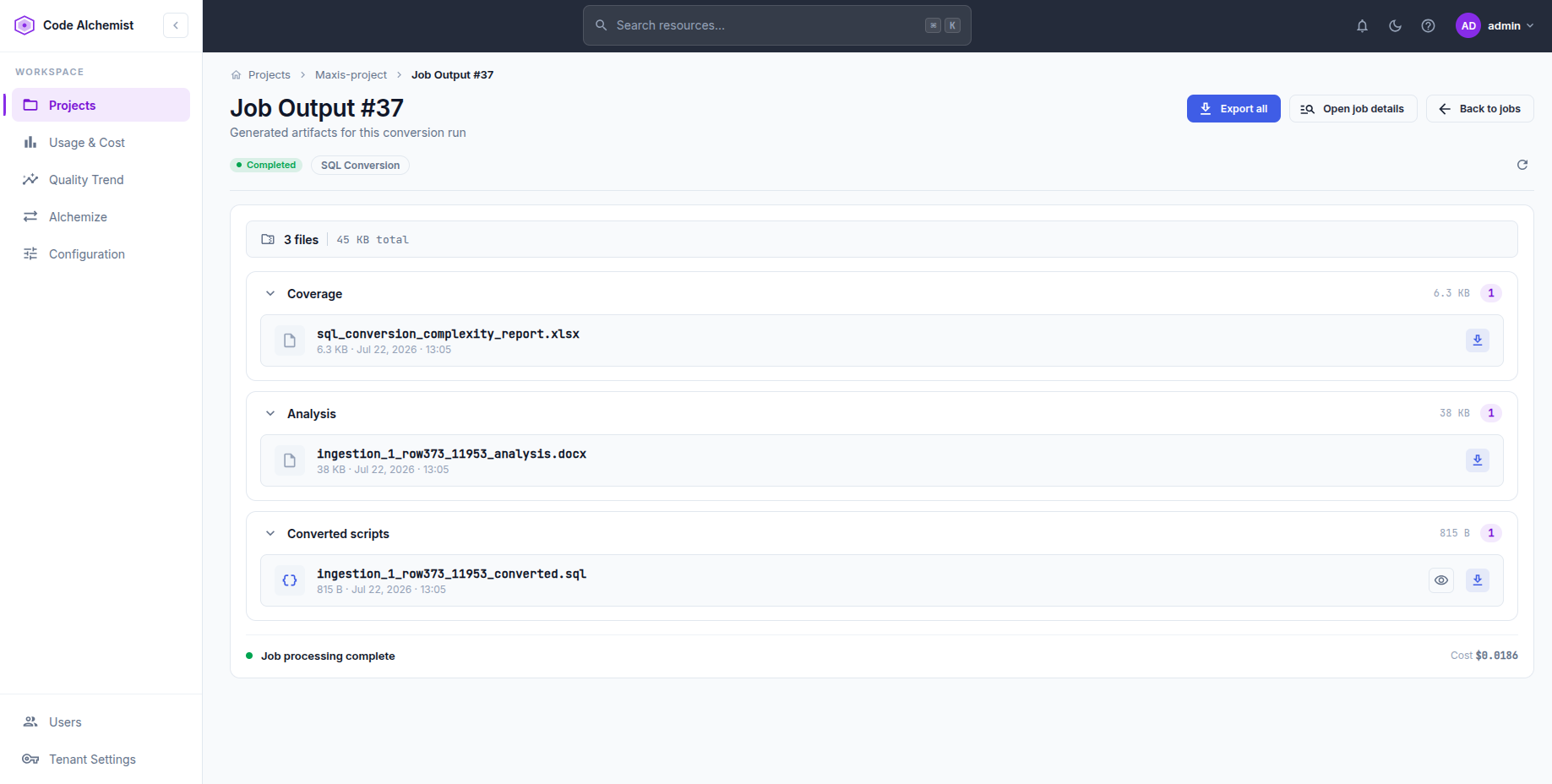 Collect every converted file screenshot
